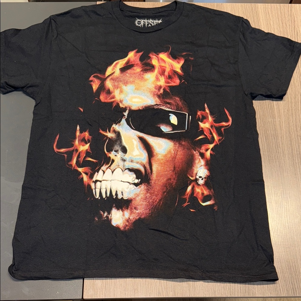 Flaming Skull Black Graphic Tee